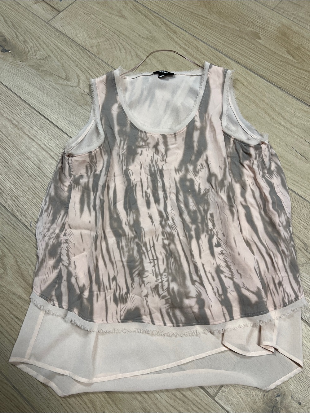 RUDSAK Pink & Gray Tie-Dye Silk Blend Sleeveless Top